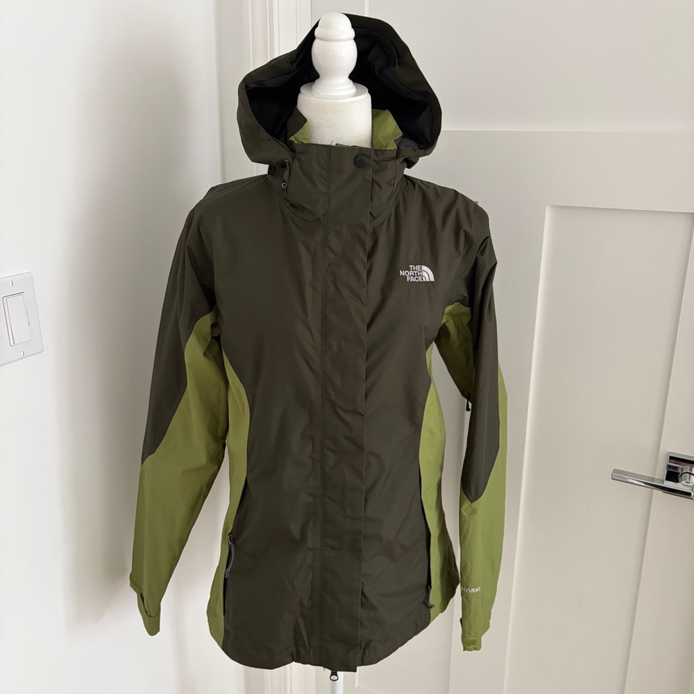 The North Face Olive & Lime Green Waterproof Hooded Jacket